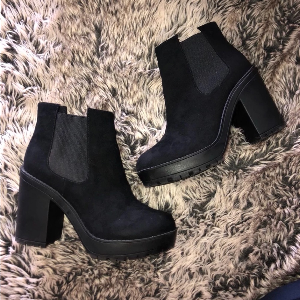 Platform chunky heel booties